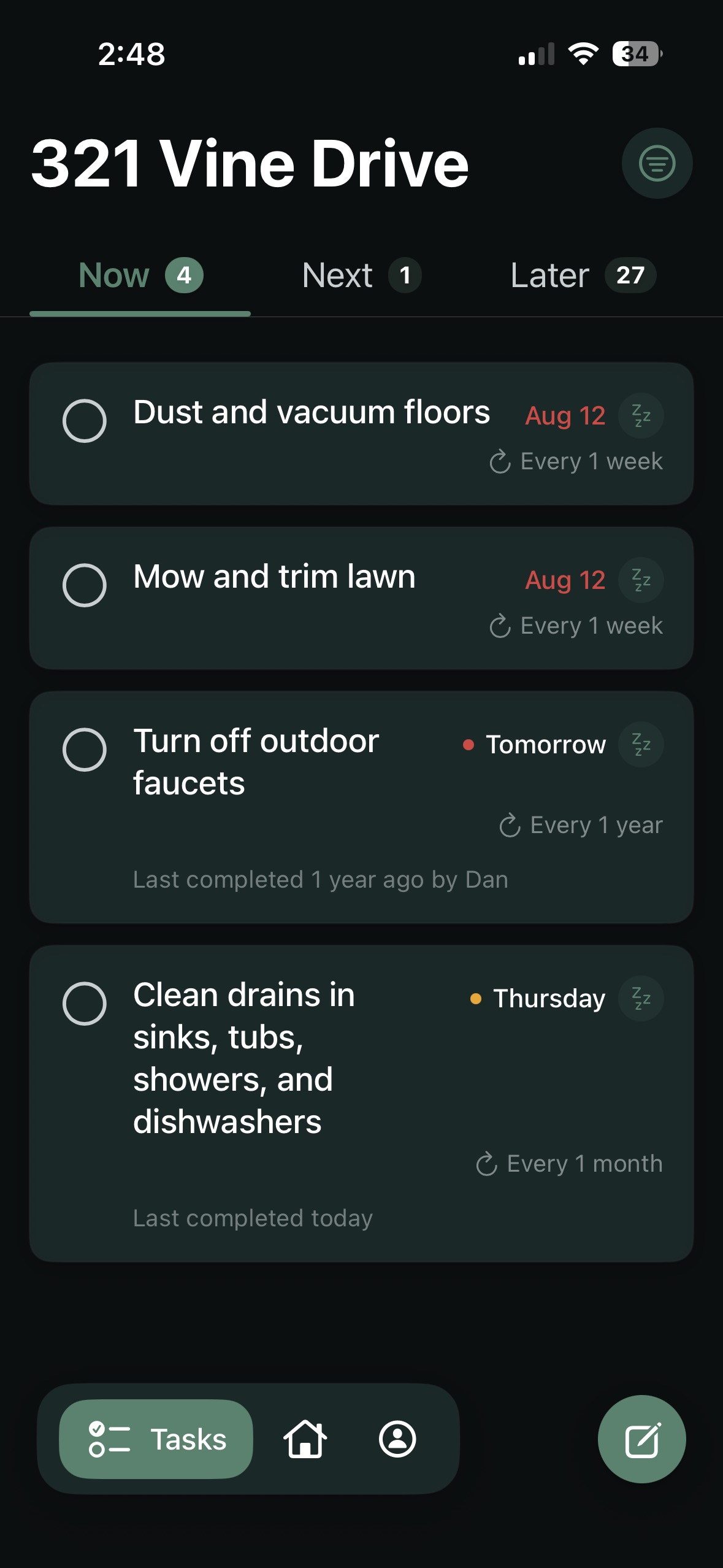 Task Management Screen