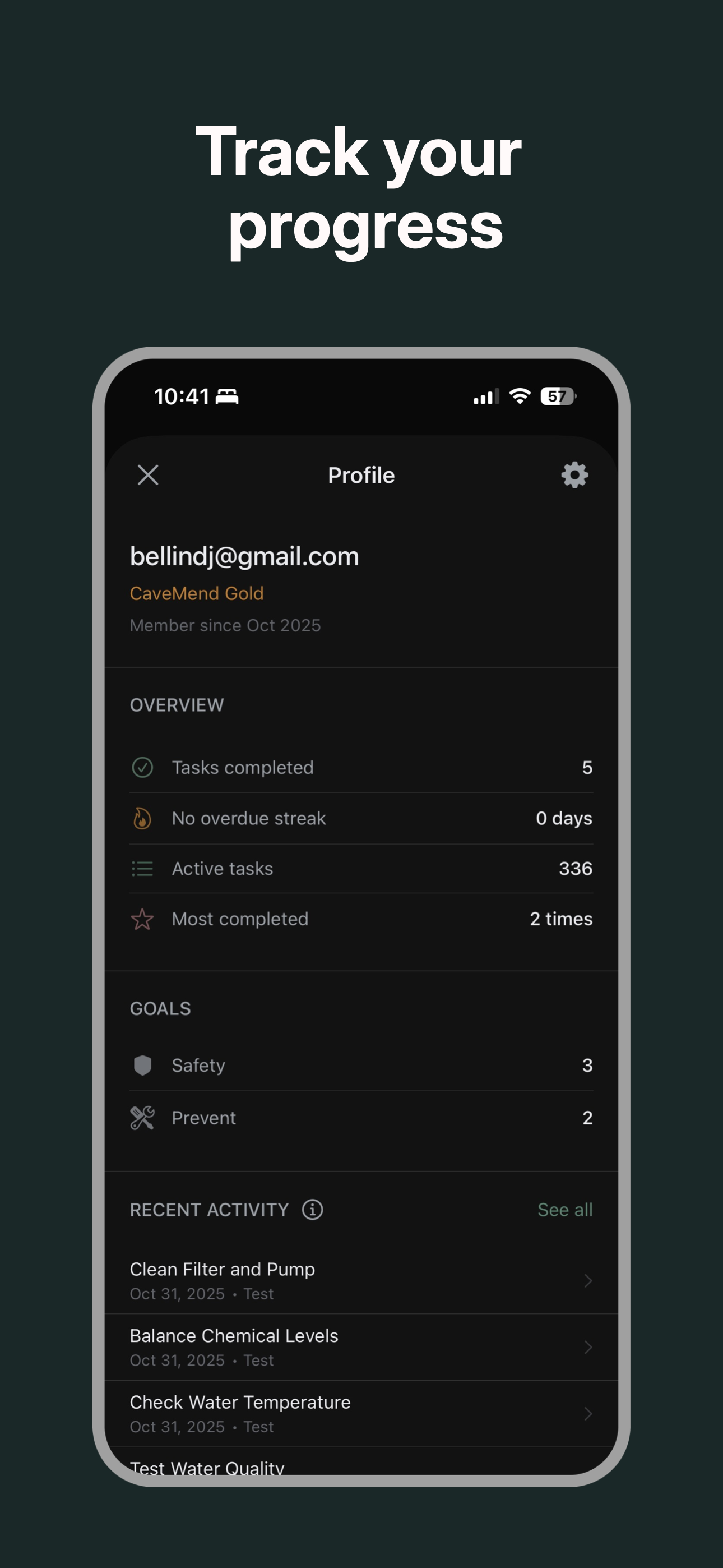 Track Progress Screen